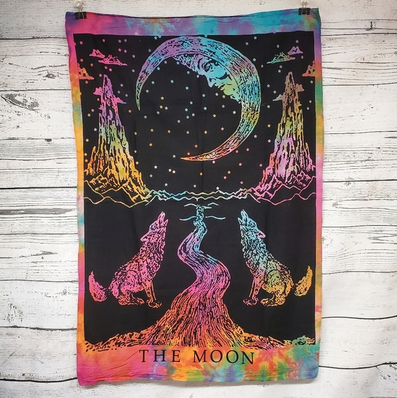 Other - Wolf Howling Moon Tarot Small Poster Tapestry